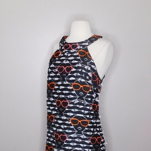 NWT!! Anthropologie HUTCH Sunglass Shift Dress Embroidered Faces Clip Dot Dress - Picture 8 of 16